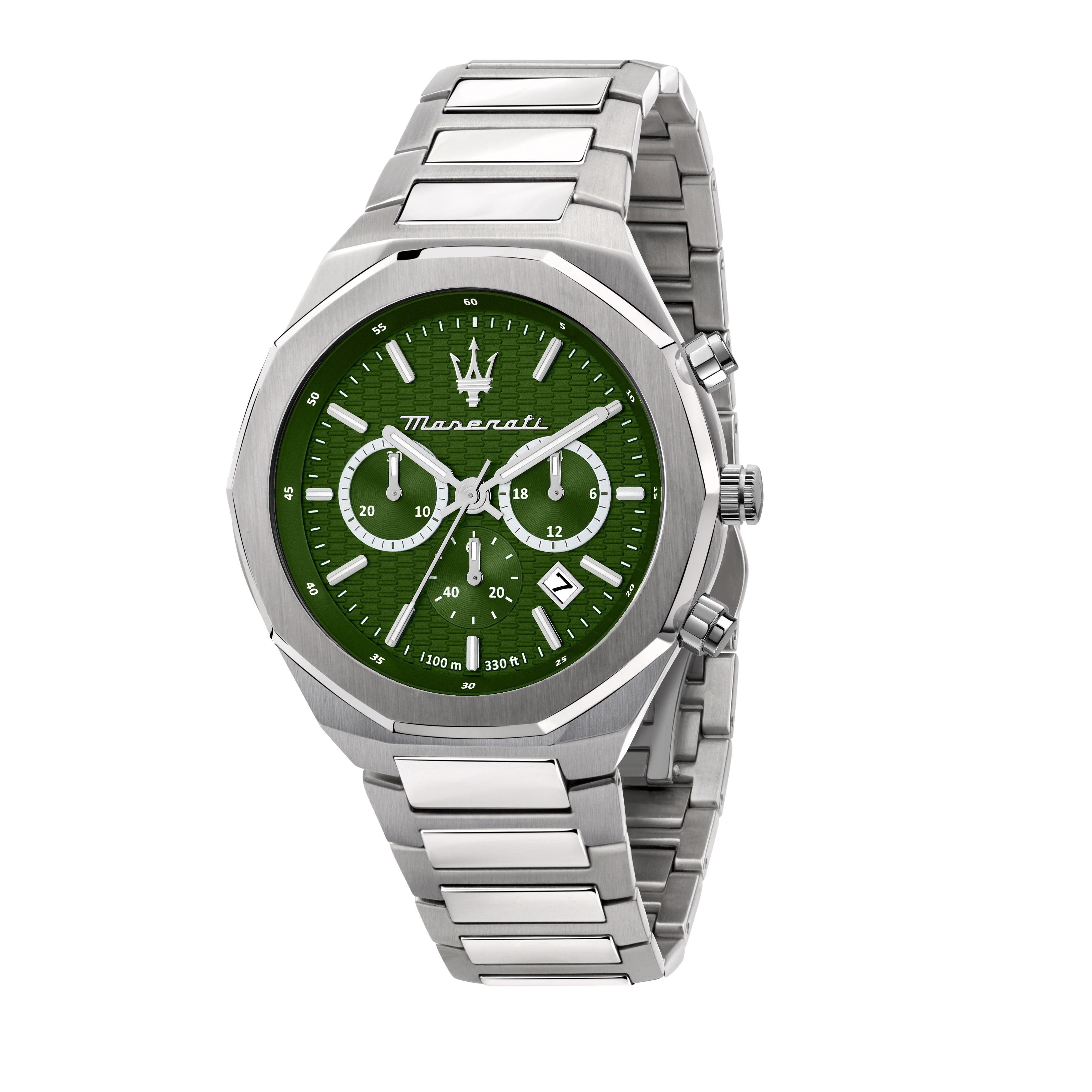 Maserati Stile Chronograph Stainless Steel Green Dial Quartz R8873642011 100M Men's Watch - Premium  from Rapidvehicles - Just $457.99! Shop now at Rapidvehicles