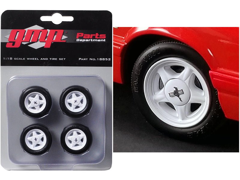 Pony Wheels and Tires Set of 4 pieces from "1992 Ford Mustang LX" 1/18 by GMP - Rapid Vehicles