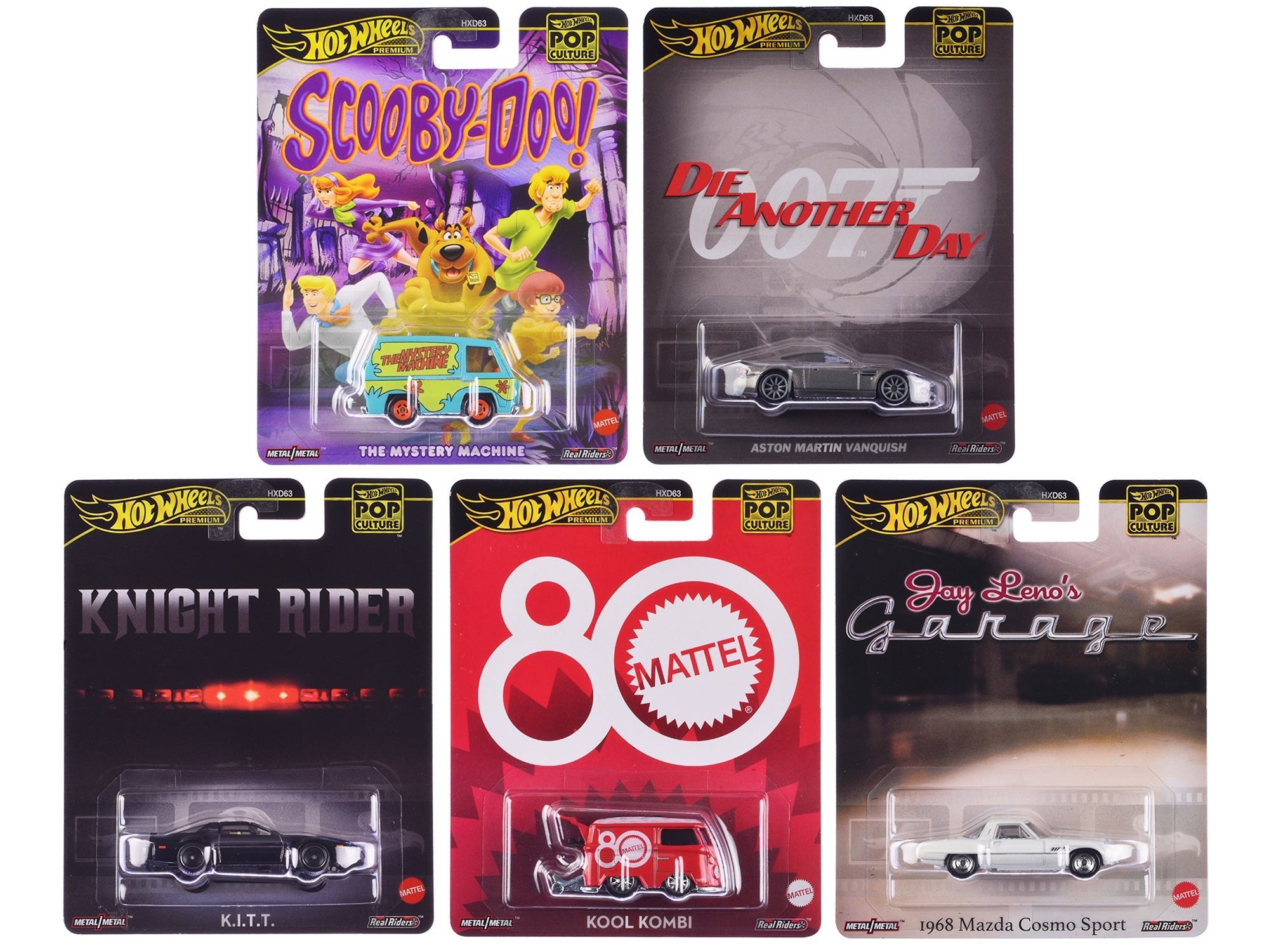 "Pop Culture 2024" 5 piece Set G "Premium Series" Diecast Model Cars by Hot Wheels free shipping USA - Rapid Vehicles