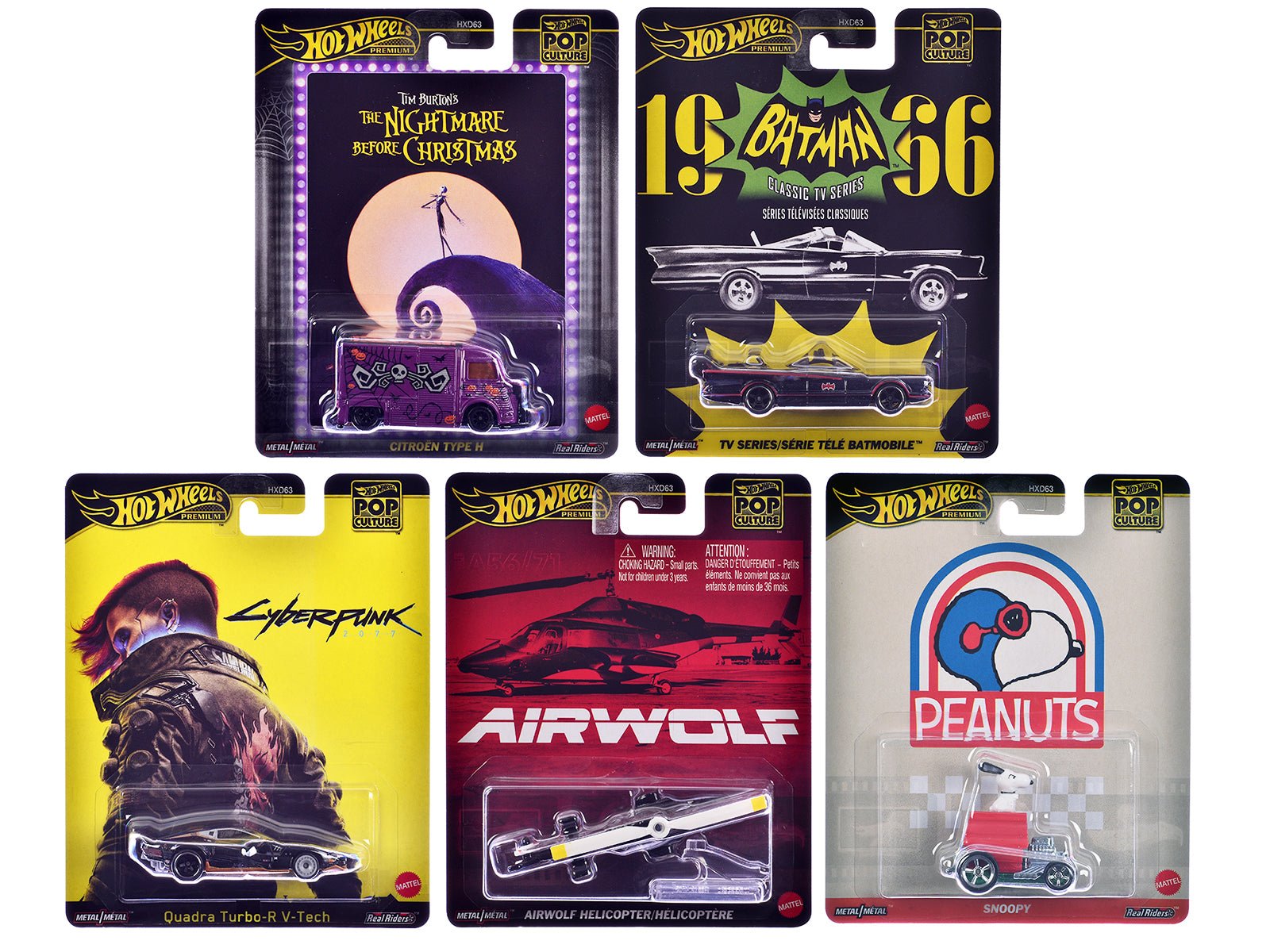"Pop Culture 2025" 5 piece Set M "Premium Series" Diecast Model Cars by Hot Wheels free shipping USA - Rapid Vehicles