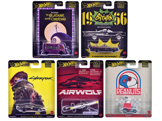 "Pop Culture 2025" 5 piece Set M "Premium Series" Diecast Model Cars by Hot Wheels free shipping USA - Rapid Vehicles