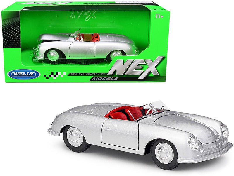 Porsche 356/1 Roadster Silver with Red Interior "NEX Models" 1/24 Diecast Model Car by Welly free shipping USA - Rapid Vehicles