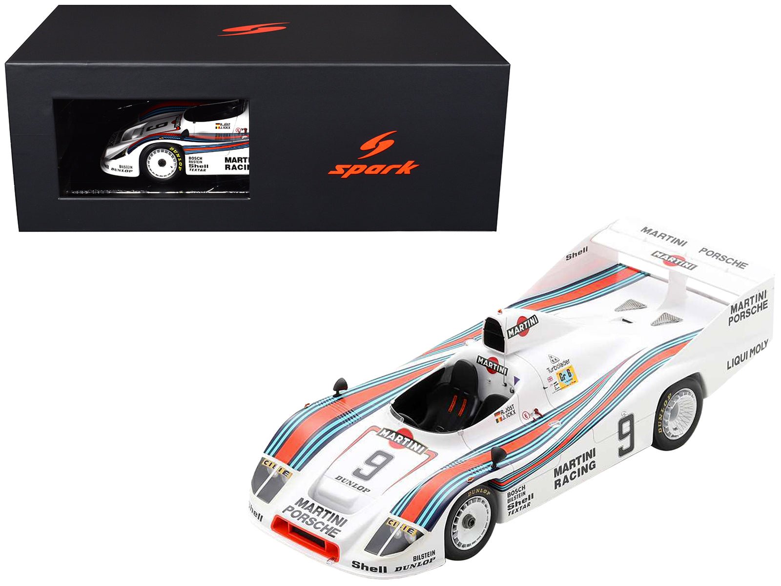 Porsche 908/80 9 Jacky Ickx - Reinhold Joest "Martini Racing" 2nd Place "24 Hours of Le Mans" (1980) with Acrylic Display Case 1/18 Model Car by Spark free shipping USA - Rapid Vehicles
