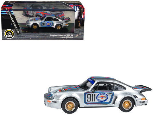 Porsche 911 Carrera RSR 3.0 "Martini Racing" Silver Metallic with Stripes 1/64 Diecast Model Car by Paragon Models free shipping USA - Rapid Vehicles