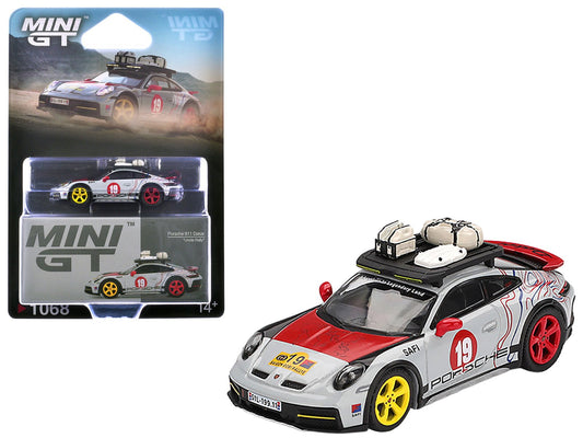 Porsche 911 Dakar 19 "Uncle Rally" Gray with Graphics and Roof Rack Limited Edition 1/64 Diecast Model Car by Mini GT free shipping USA - Rapid Vehicles