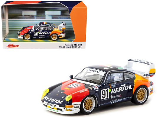 Porsche 911 GT2 91 Tomas Saldana - Miguel Angel de Castro - Prince Alfonso de Orleans - Borbon "Kremer Racing - Repsol" "24 Hours of Le Mans" (1995) "Collab64" Series 1/64 Diecast Model Car by Schuco & Tarmac Works free shipping USA - Rapid Vehicles