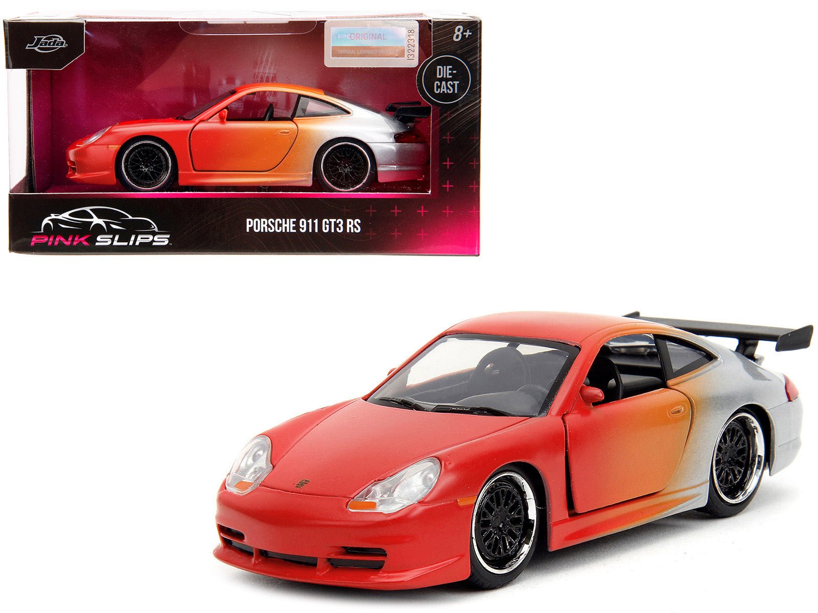 Porsche 911 GT3 RS Matt Orange and Silver Metallic "Pink Slips" Series 1/32 Diecast Model Car by Jada free shipping USA - Rapid Vehicles