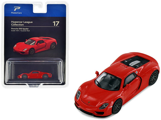Porsche 918 Spyder Guards Red "Hypercar League Collection" 1/64 Diecast Model Car by PosterCars free shipping USA - Rapid Vehicles