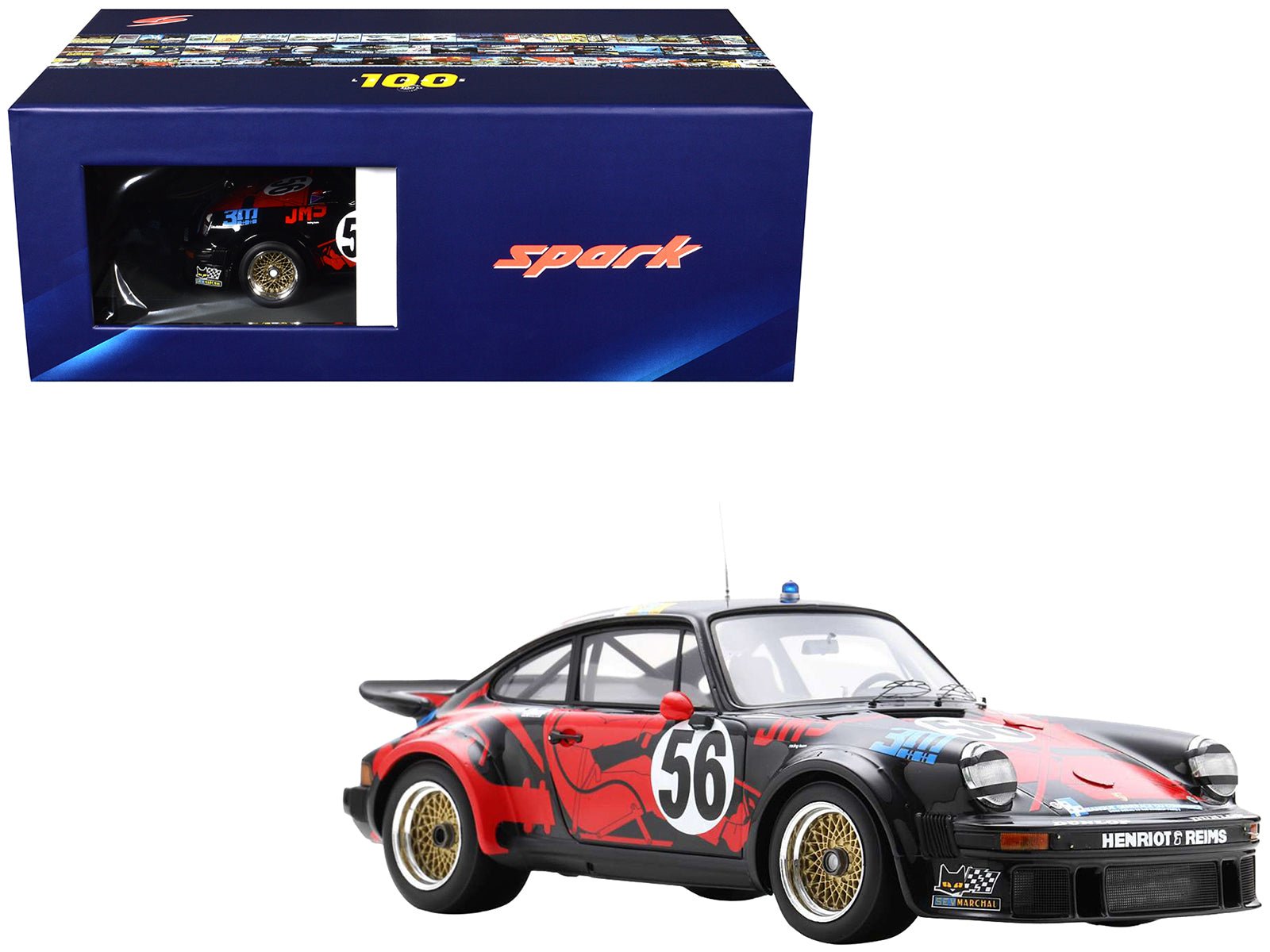 Porsche 934 56 Jean - Louis Bousquet - Cyril Grandet - Philippe Dagoreau "JMS Racing - ASA Cachia" "24 Hours of Le Mans" (1977) with Acrylic Display Case 1/18 Model Car by Spark free shipping USA - Rapid Vehicles