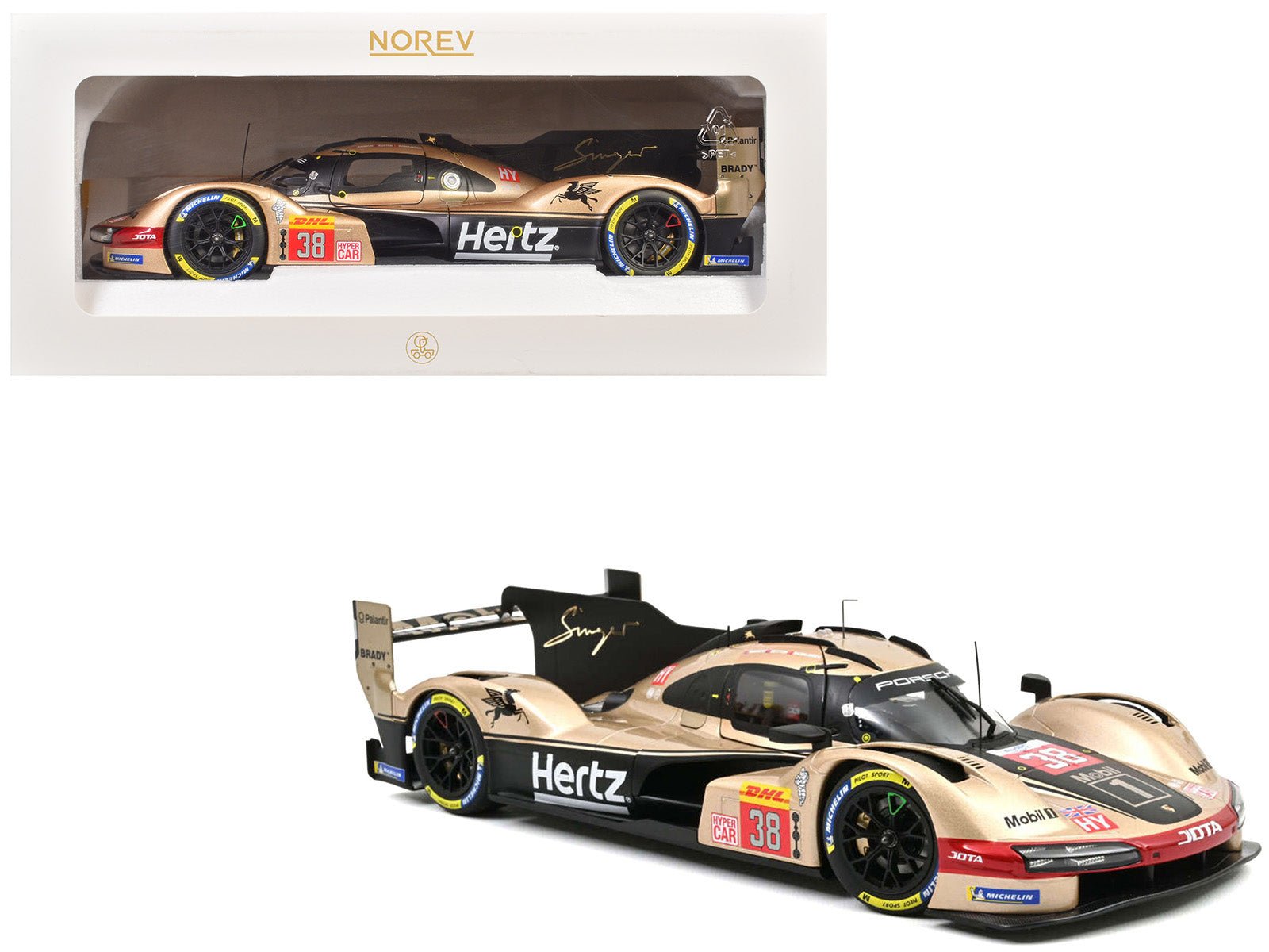 Porsche 963 38 Jenson Button - Phil Hanson - Oliver Rasmussen "Hertz Team Jota" "Lone Star Le Mans" (2024) 1/18 Diecast Model Car by Norev free shipping USA - Rapid Vehicles