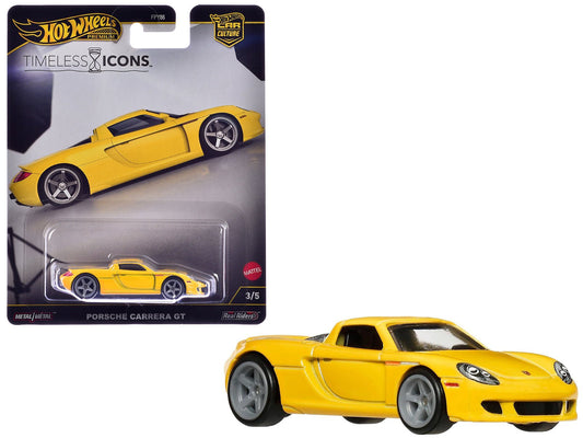 Porsche Carrera GT Yellow "Timeless Icons" Series Diecast Model Car by Hot Wheels free shipping USA - Rapid Vehicles