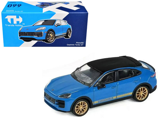 Porsche Cayenne Turbo GT Blue with Black Top and Gold Stripes 1/64 Diecast Model Car by Trends Hobby free shipping USA - Rapid Vehicles