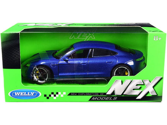 Porsche Taycan Turbo S Blue Metallic "NEX Models" 1/24 Diecast Model Car by Welly free shipping USA - Rapid Vehicles