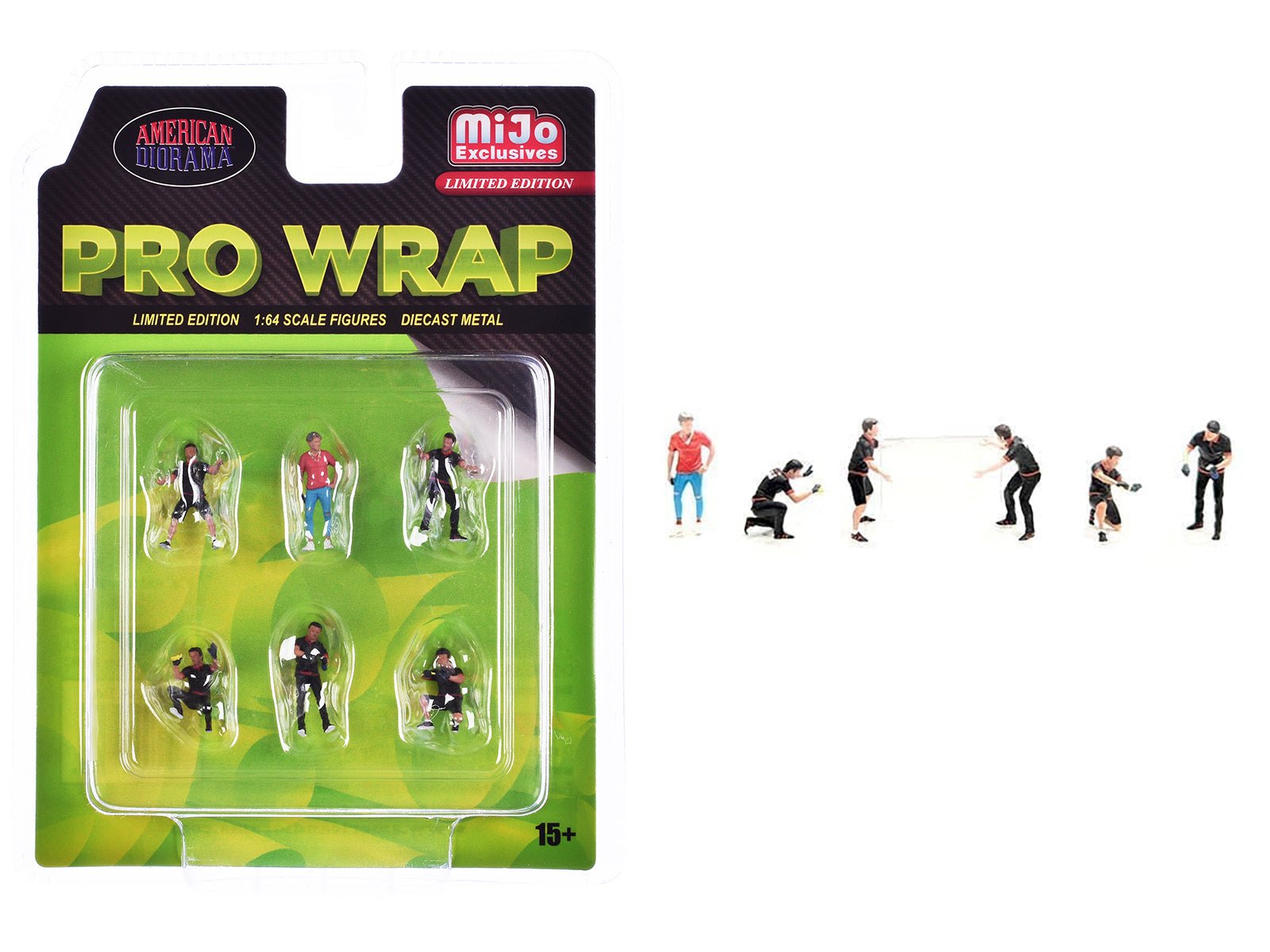 "Pro Wrap" 6 piece Diecast Figure Set (6 Figures) Limited Edition for 1/64 Scale Models by American Diorama free shipping USA - Rapid Vehicles