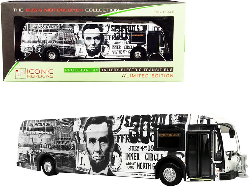 Proterra ZX5 Battery-Electric Transit Bus 9 "Downtown Reno" "Lincoln Line" (Nevada) "The Bus & Motorcoach Collection" 1/87 (HO) Diecast Model by Iconic Replicas free shipping USA - Rapid Vehicles