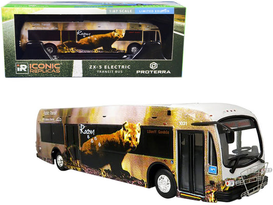Proterra ZX5 Electric Transit Bus "Roam Transit" "1 Banff Gondola" 1/87 (HO) Diecast Model by Iconic Replicas free shipping USA - Rapid Vehicles