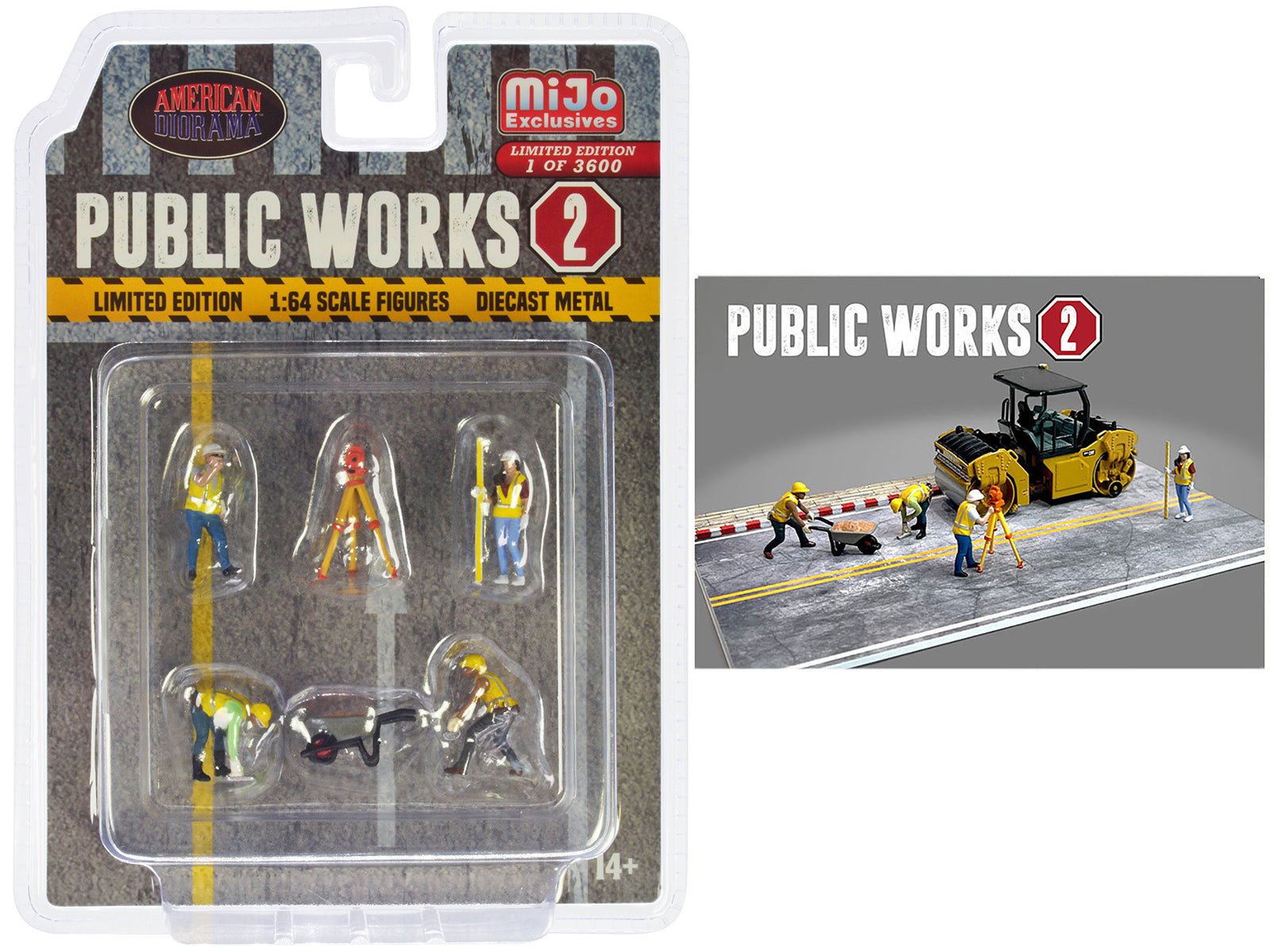"Public Works 2" 6 piece Diecast Figure Set (4 Figures 1 camera 1 wheelbarrow) Limited Edition to 3600 pieces Worldwide for 1/64 scale models by American Diorama free shipping USA - Rapid Vehicles
