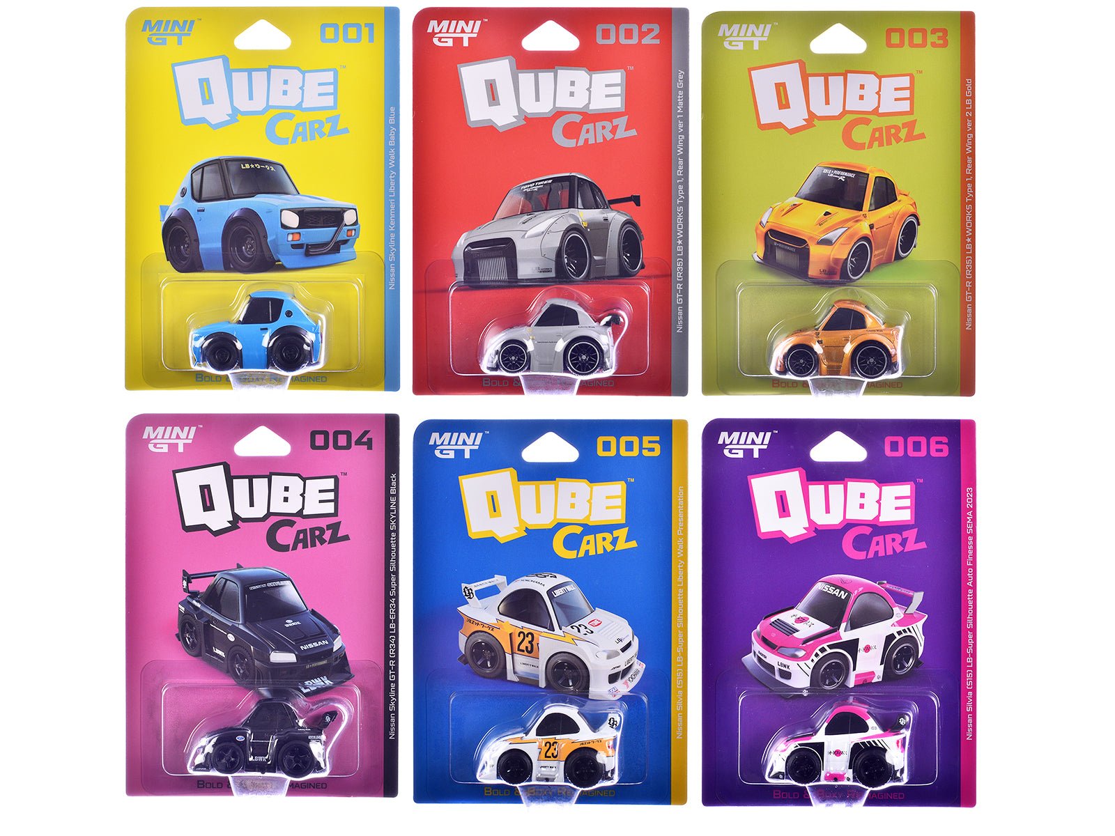 "QubeCarz" Series 1 Set of 6 pieces 1/64 Diecast Model Cars by Mini GT free shipping USA - Rapid Vehicles