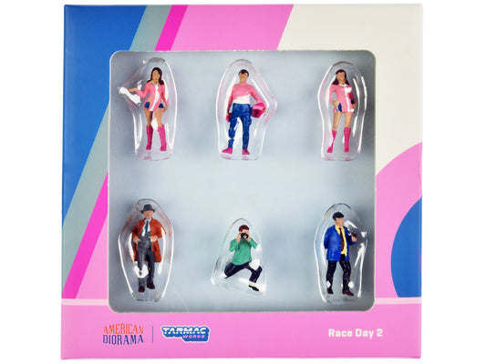 "Race Day 2" 6 piece Diecast Figure Set for 1/64 Scale Models by Tarmac Works & American Diorama free shipping USA - Rapid Vehicles