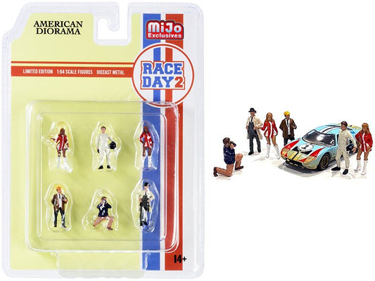 "Race Day 2" 6 piece Diecast Figurine Set for 1/64 Scale Models by American Diorama free shipping USA - Rapid Vehicles