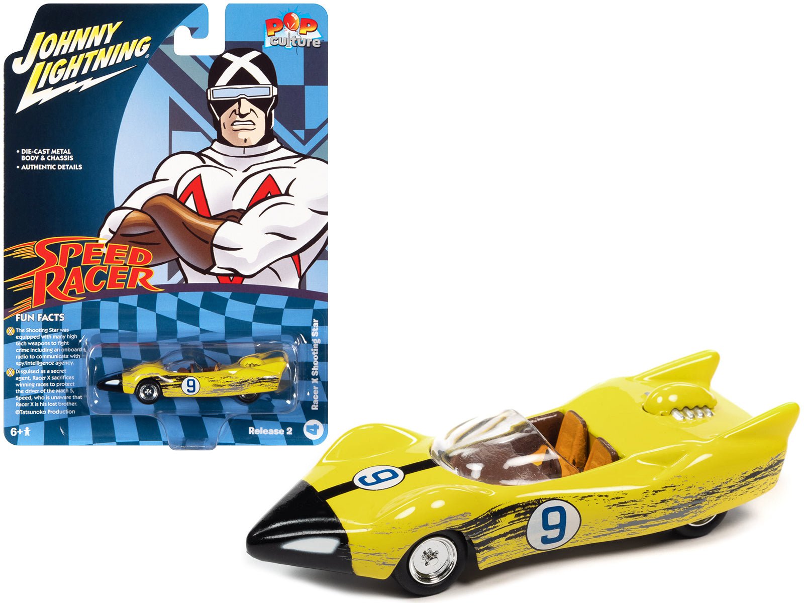 Racer X's Shooting Star (Raced Version) "Speed Racer" (1967) TV Series "Pop Culture" 2022 Release 2 1/64 Diecast Model Car by Johnny Lightning free shipping USA - Rapid Vehicles