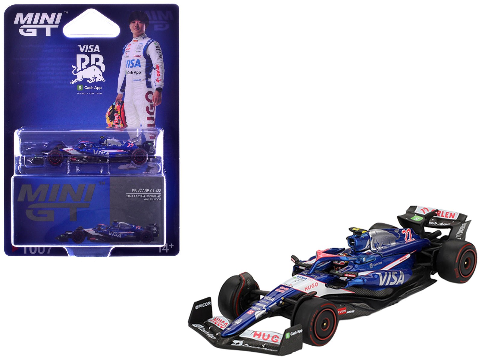 RB VCARB 01 22 Yuki Tsunoda Formula One F1 "Bahrain GP" (2024) Limited Edition 1/64 Diecast Model Car by Mini GT free shipping USA - Rapid Vehicles