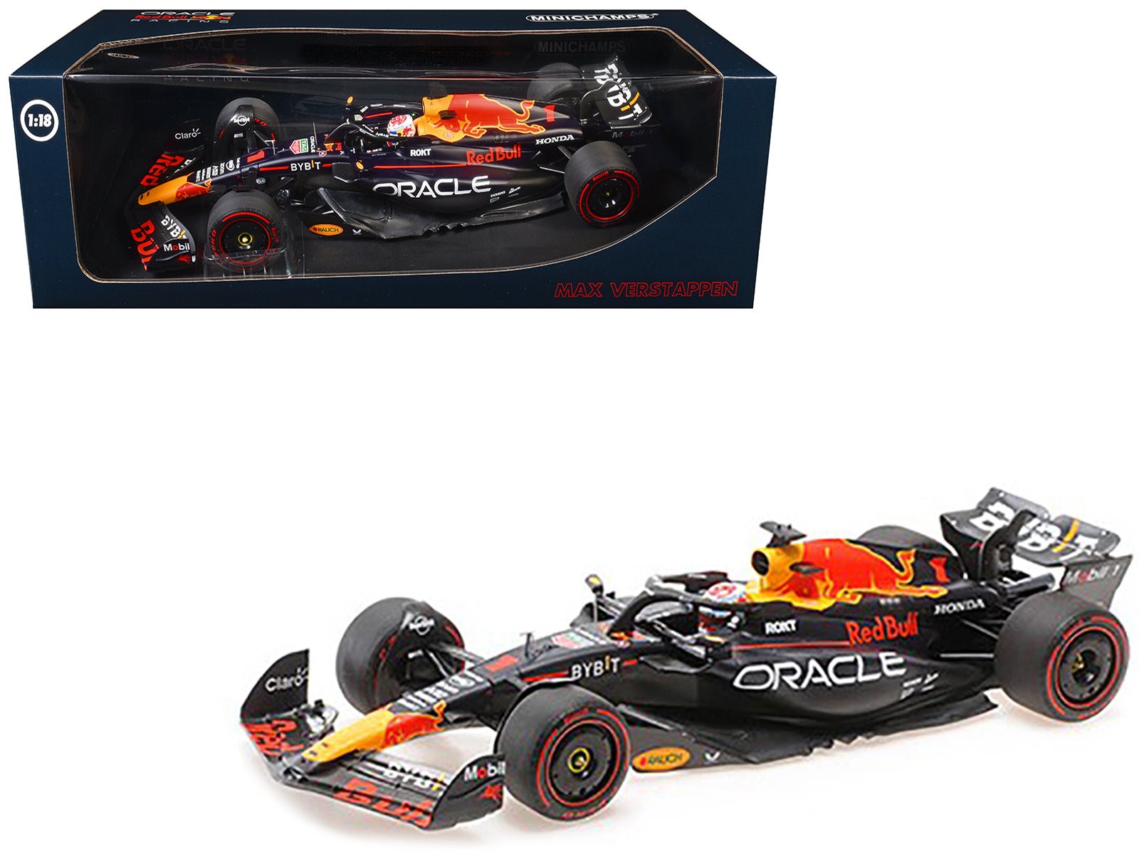Red Bull Racing RB19 1 Max Verstappen "Oracle" 2nd Place F1 Formula One Sprint Race "Qatar GP" (2023) with Driver Limited Edition to 480 pieces Worldwide 1/18 Diecast Model Car by Minichamps free shipping USA - Rapid Vehicles