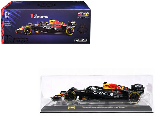 Red Bull Racing RB19 1 Max Verstappen "Oracle" Winner Formula One F1 Championship "Drivers' Champion" (2023) with Display Case 1/24 Diecast Model Car by Bburago free shipping USA - Rapid Vehicles
