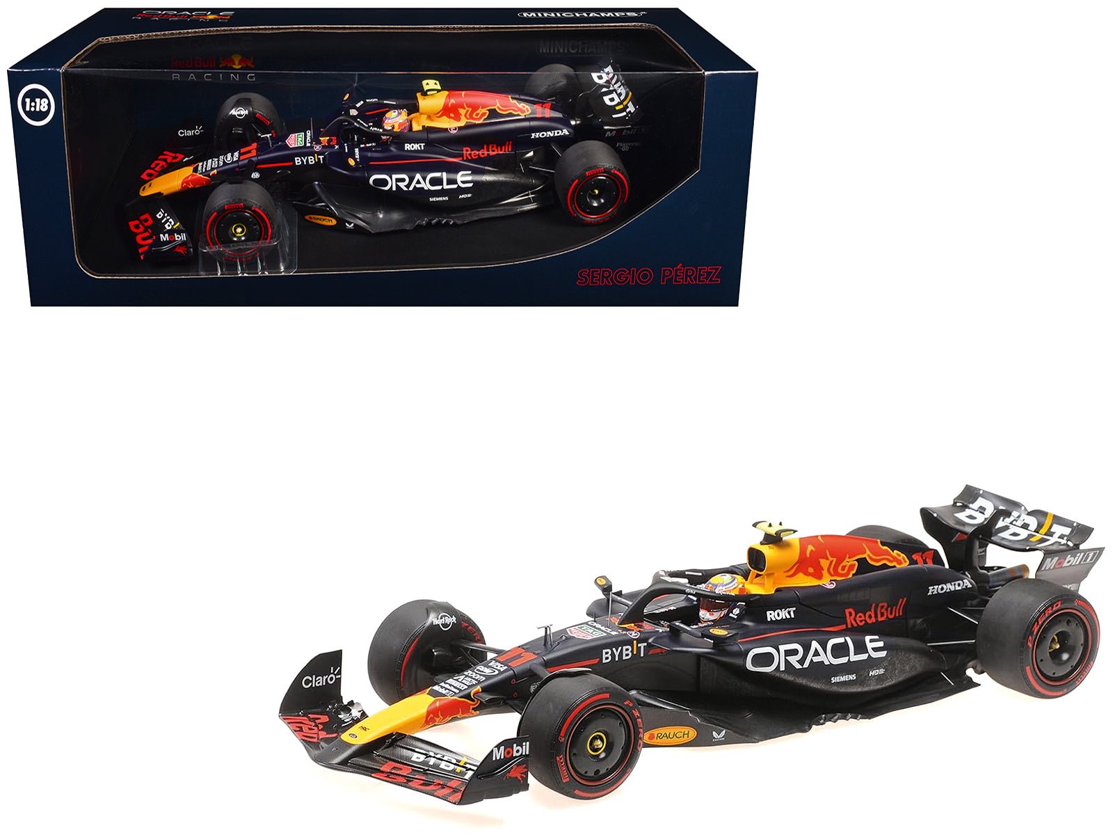 Red Bull Racing RB20 11 Sergio Perez "Oracle" 2nd Place F1 Formula One "Bahrain GP" (2024) with Driver Limited Edition to 180 pieces Worldwide 1/18 Diecast Model Car by Minichamps free shipping USA - Rapid Vehicles
