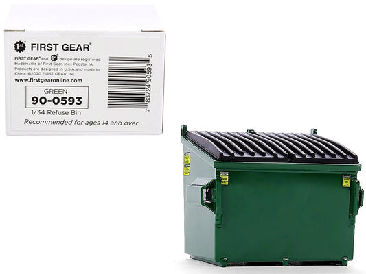 Refuse Trash Bin Green 1/34 Diecast Model by First Gear free shipping USA - Rapid Vehicles