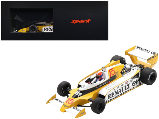 Renault RS11 15 Jean - Pierre Jabouille "Equipe Renault Elf" Winner Formula One F1 "French GP" (1979) with Acrylic Display Case 1/18 Model Car by Spark free shipping USA - Rapid Vehicles