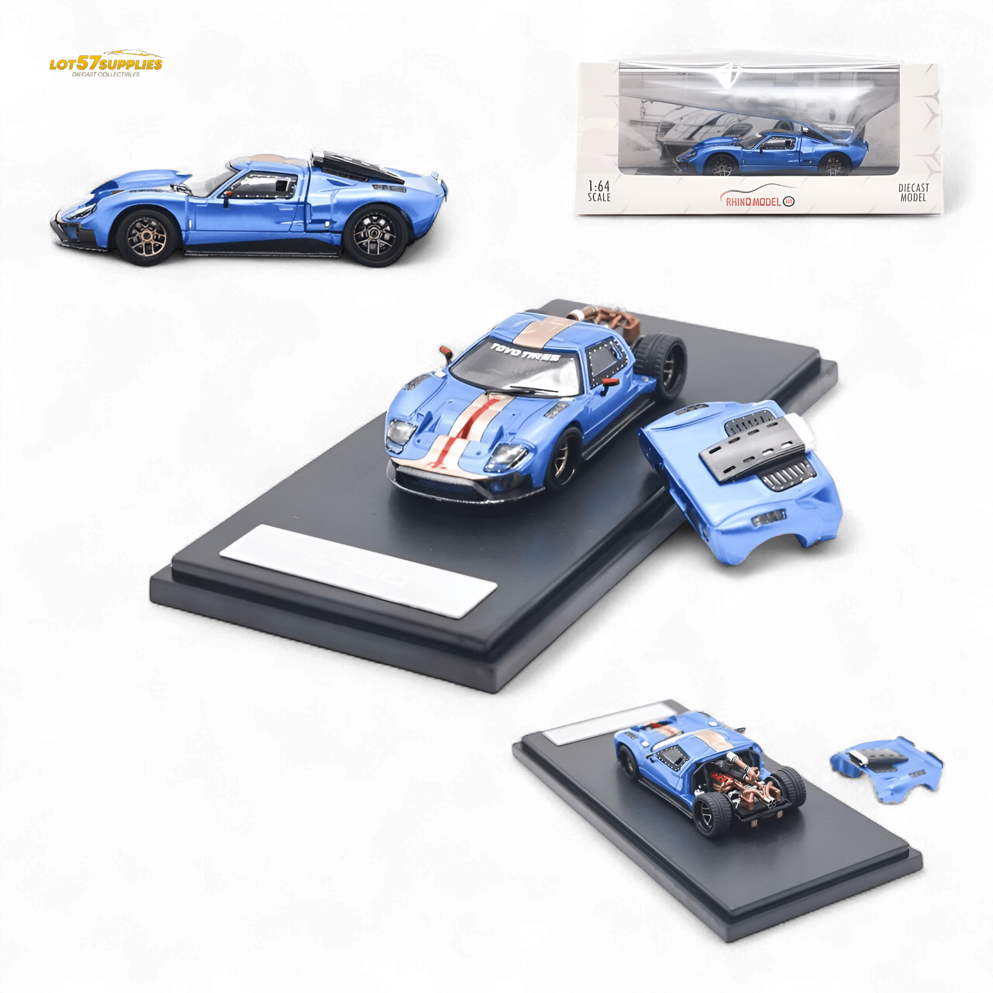 Rhino Model Ford GT40 Blue 1:64 - Rapid Vehicles