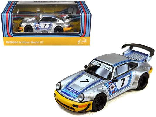 RWB 964 7 "Ichiban Boshi - Martini Racing" Silver Metallic with Stripes 1/64 Diecast Model Car by Model Model free shipping USA - Rapid Vehicles