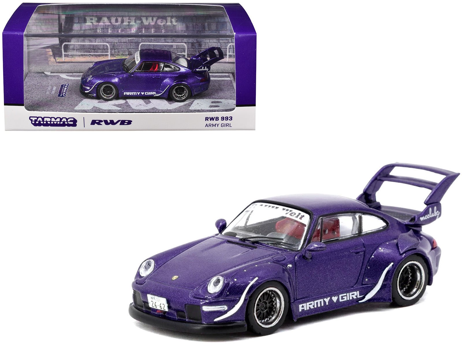 RWB 993 "Army Girl" Purple Metallic "Hobby64" Series 1/64 Diecast Model Car by Tarmac Works free shipping USA - Rapid Vehicles