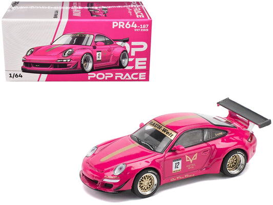 RWB 997 12 "Hotel Ava" Pink Metallic 1/64 Diecast Model Car by Pop Race free shipping USA - Rapid Vehicles
