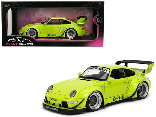 RWB Body Kit "Genki" Lime Green "Pink Slips" Series 1/18 Diecast Model Car by Jada free shipping USA - Rapid Vehicles