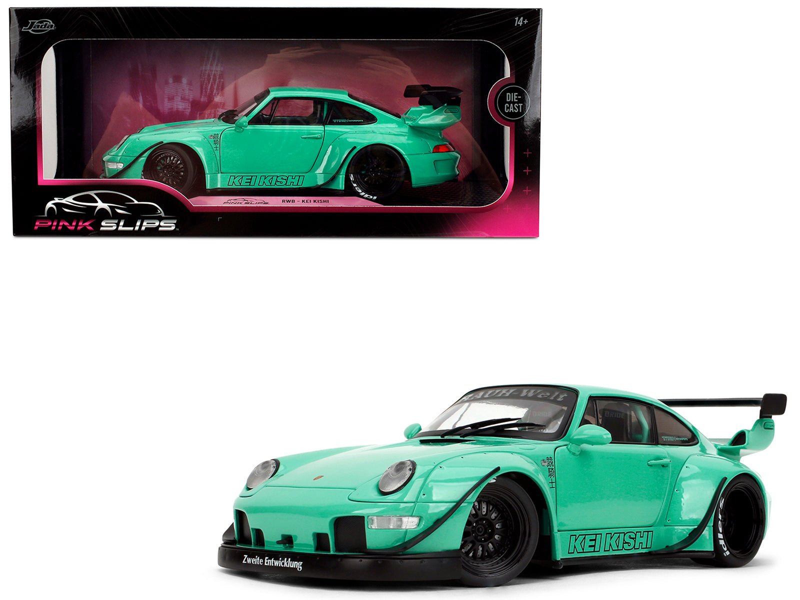 RWB Body Kit "Kei Kishi" Light Blue "Pink Slips" Series 1/18 Diecast Model Car by Jada free shipping USA - Rapid Vehicles