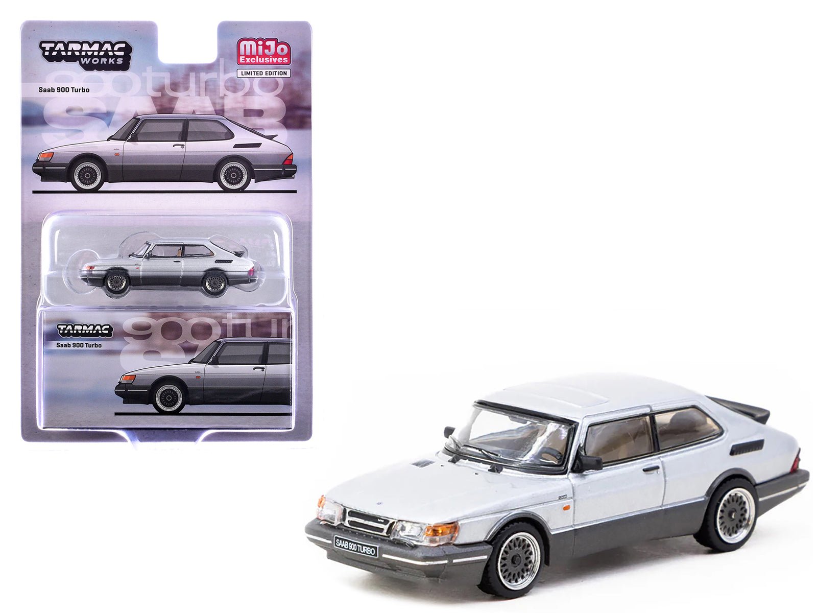 Saab 900 Turbo Silver Metallic "Global64" Series 1/64 Diecast Model by Tarmac Works free shipping USA - Rapid Vehicles