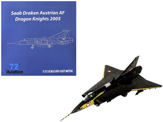 Saab Draken Fighter Aircraft "21 Draken 45th Anniversary Dragon Knights Retirement Livery" (2005) Austrian Air Force 1/72 Diecast Model Airplane by Aviation 72 free shipping USA - Rapid Vehicles