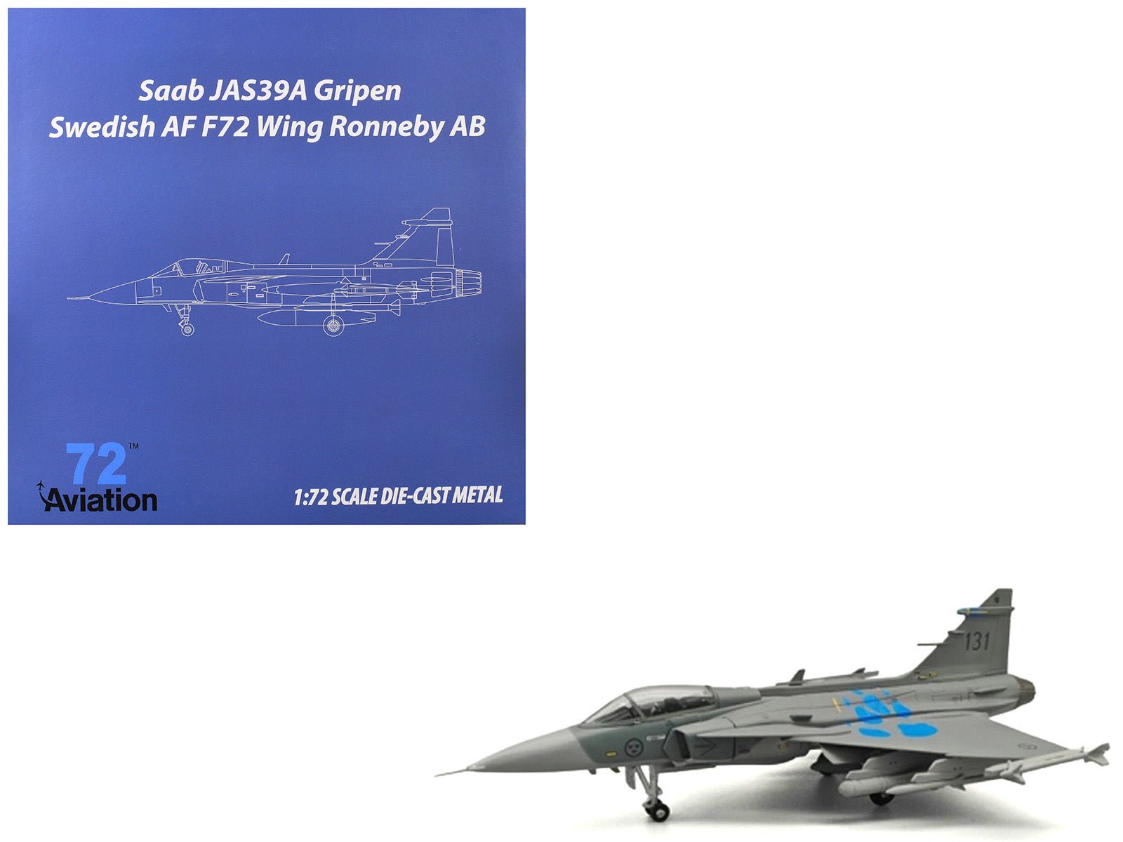 Saab JAS 39A Gripen Fighter Aircraft "131 F 7 Wing Cat’s Paw Livery Satenas Air Base" (2006) Swedish Air Force 1/72 Diecast Model Airplane by Aviation 72 free shipping USA - Rapid Vehicles