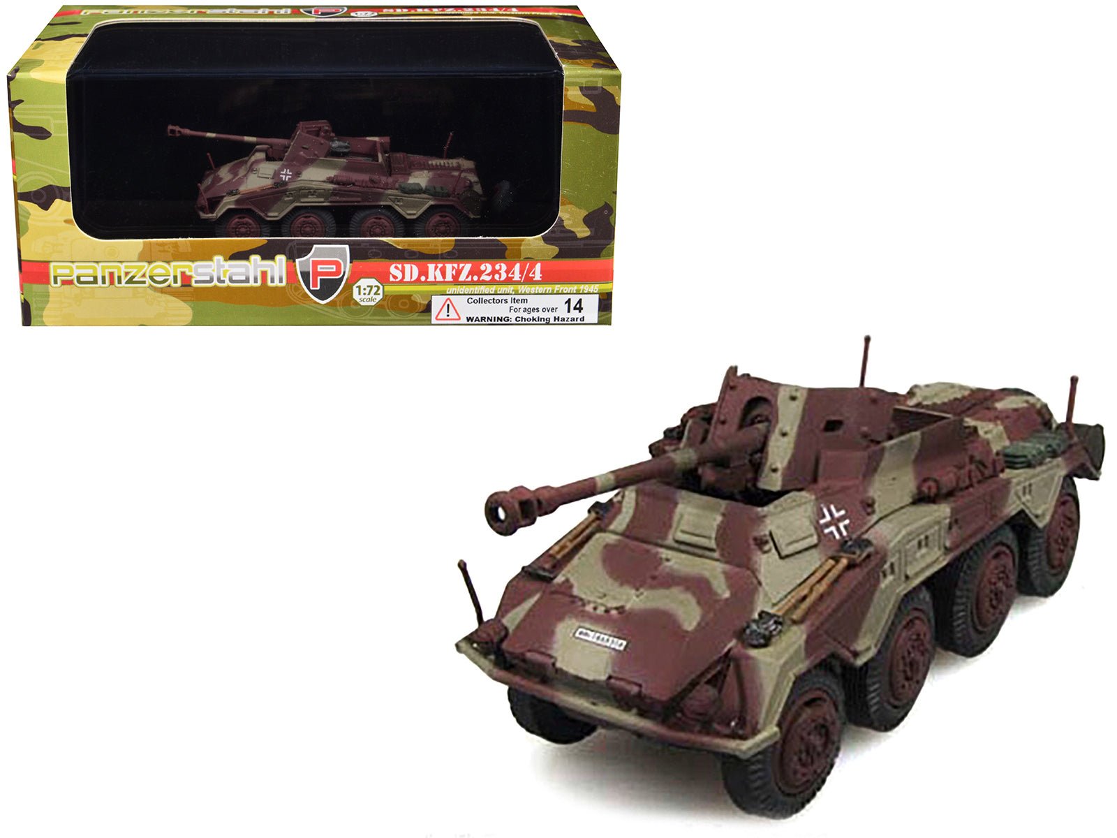 Sd.Kfz. 234/4 Armored Vehicle "Unidentified Unit Western Front" (1945) German 1/72 Diecast Model by Panzerstahl free shipping USA - Rapid Vehicles