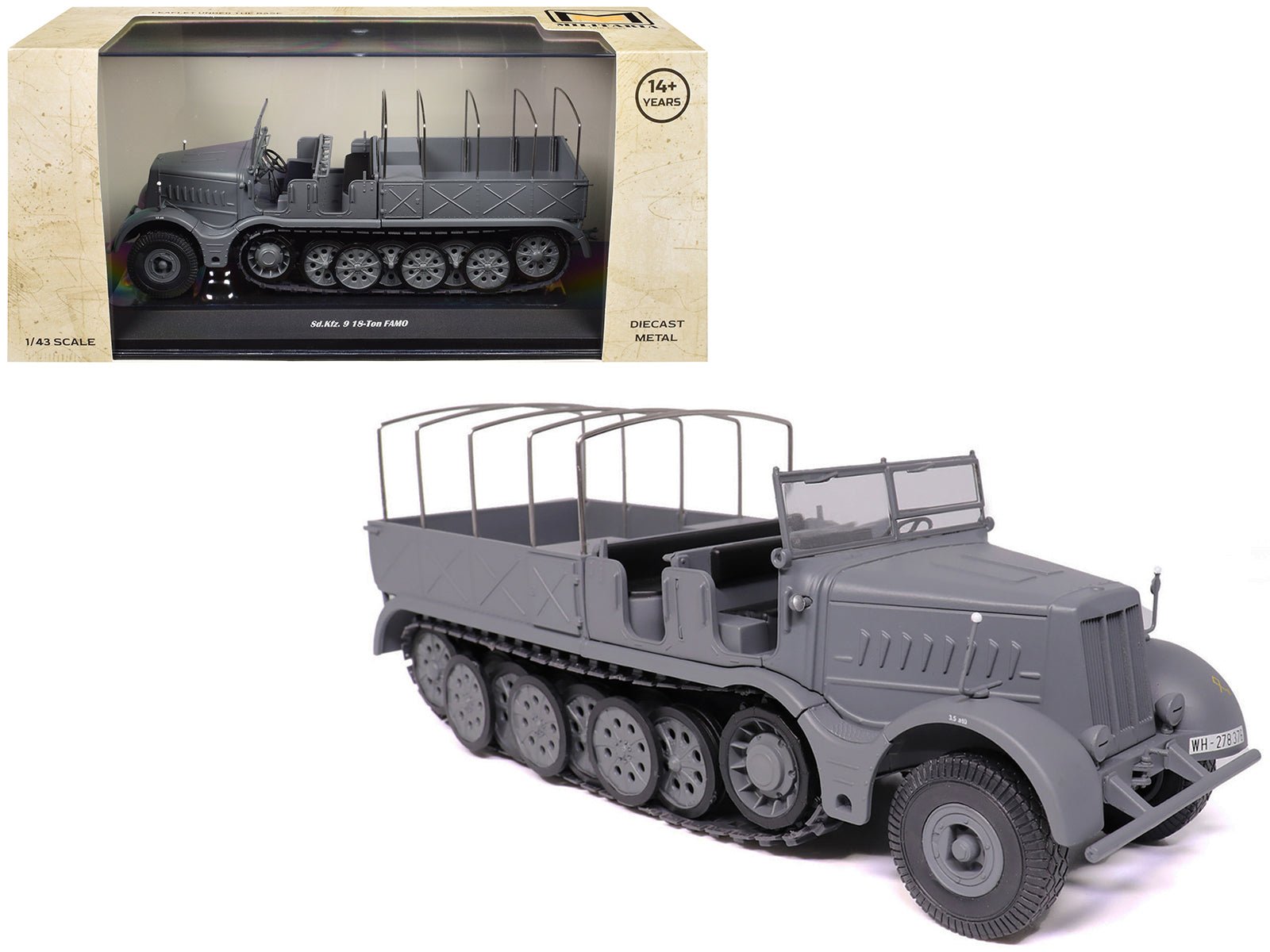 Sd.Kfz. 9 18 - Ton FAMO AFV Gray "German Army" 1/43 Diecast Model by Militaria Die Cast free shipping USA - Rapid Vehicles