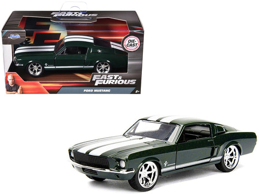 Sean's Ford Mustang Dark Green with White Stripes "Fast & Furious" Movie 1/32 Diecast Model Car by Jada free shipping USA - Rapid Vehicles