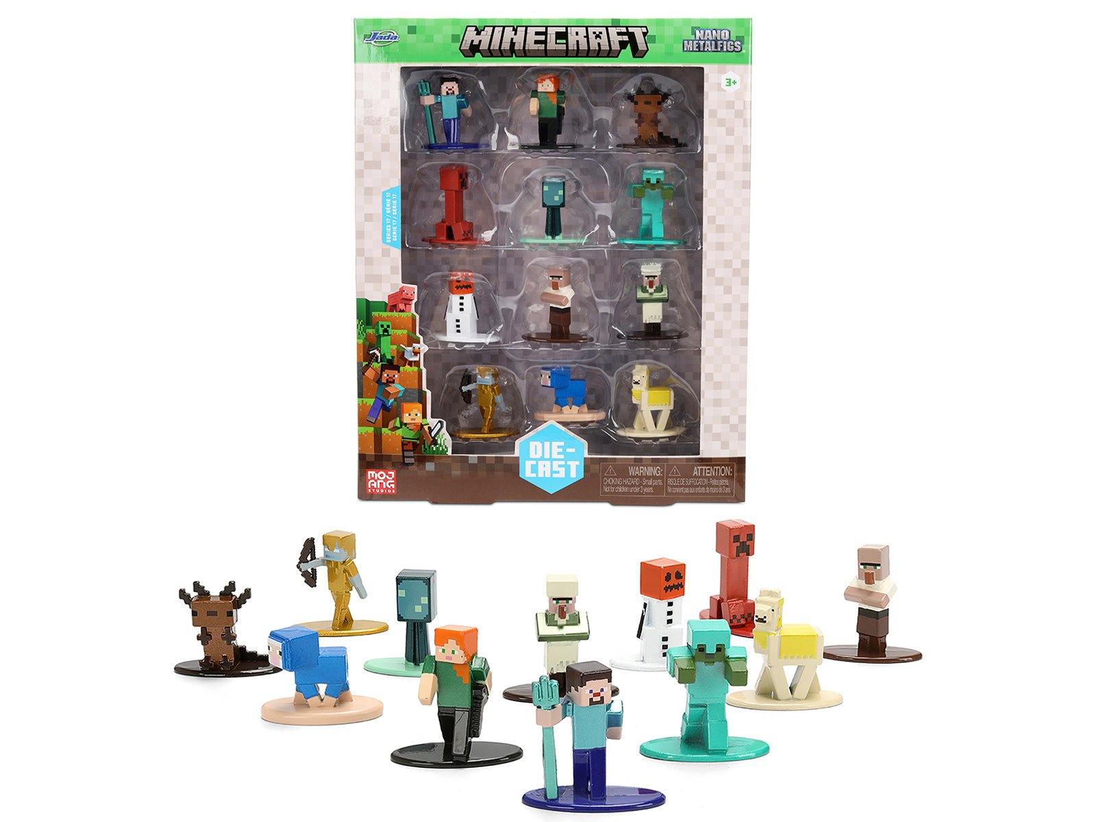 Set of 12 Diecast Figures "Minecraft" Video Game "Nano Metalfigs" Series Diecast Models by Jada free shipping USA - Rapid Vehicles