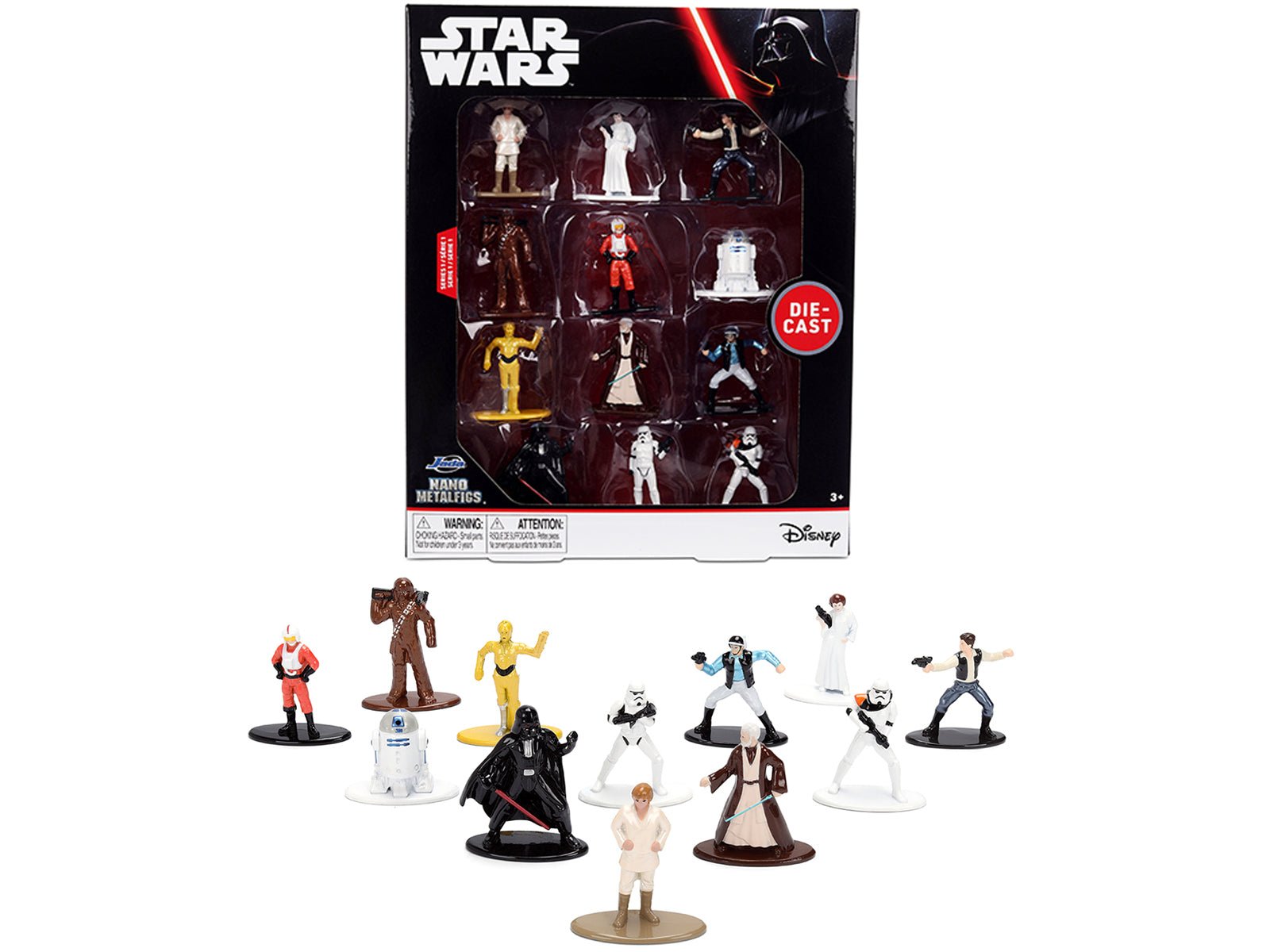 Set of 12 Diecast Figures "Star Wars" Movie Franchise "Nano Metalfigs" Series Diecast Models by Jada free shipping USA - Rapid Vehicles
