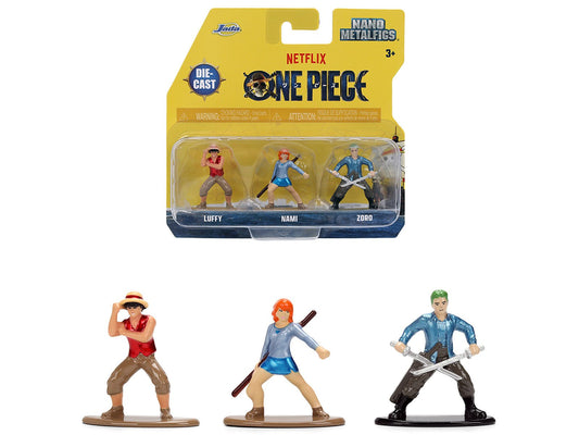 Set of 3 Diecast Figures "One Piece" (2023 - Current) TV Series "Nano Metalfigs" Series Diecast Models by Jada free shipping USA - Rapid Vehicles