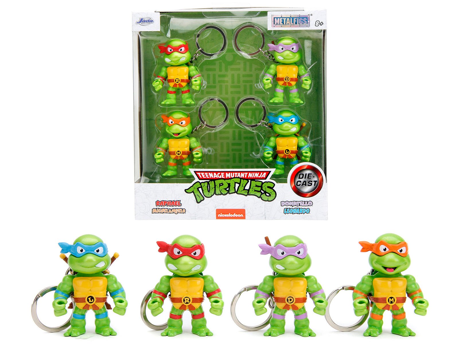 Set of 4 Diecast Figure Key Chains "Teenage Mutant Ninja Turtles" TV Series "Metalfigs" Series Diecast Models by Jada free shipping USA - Rapid Vehicles