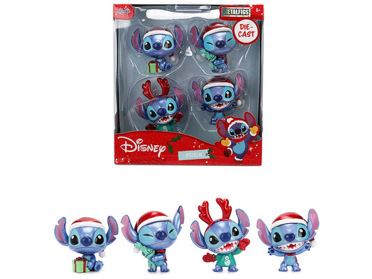 Set of 4 Diecast Figures "Disney's Stitch Christmas Edition" "Metalfigs" Series by Jada free shipping USA - Rapid Vehicles