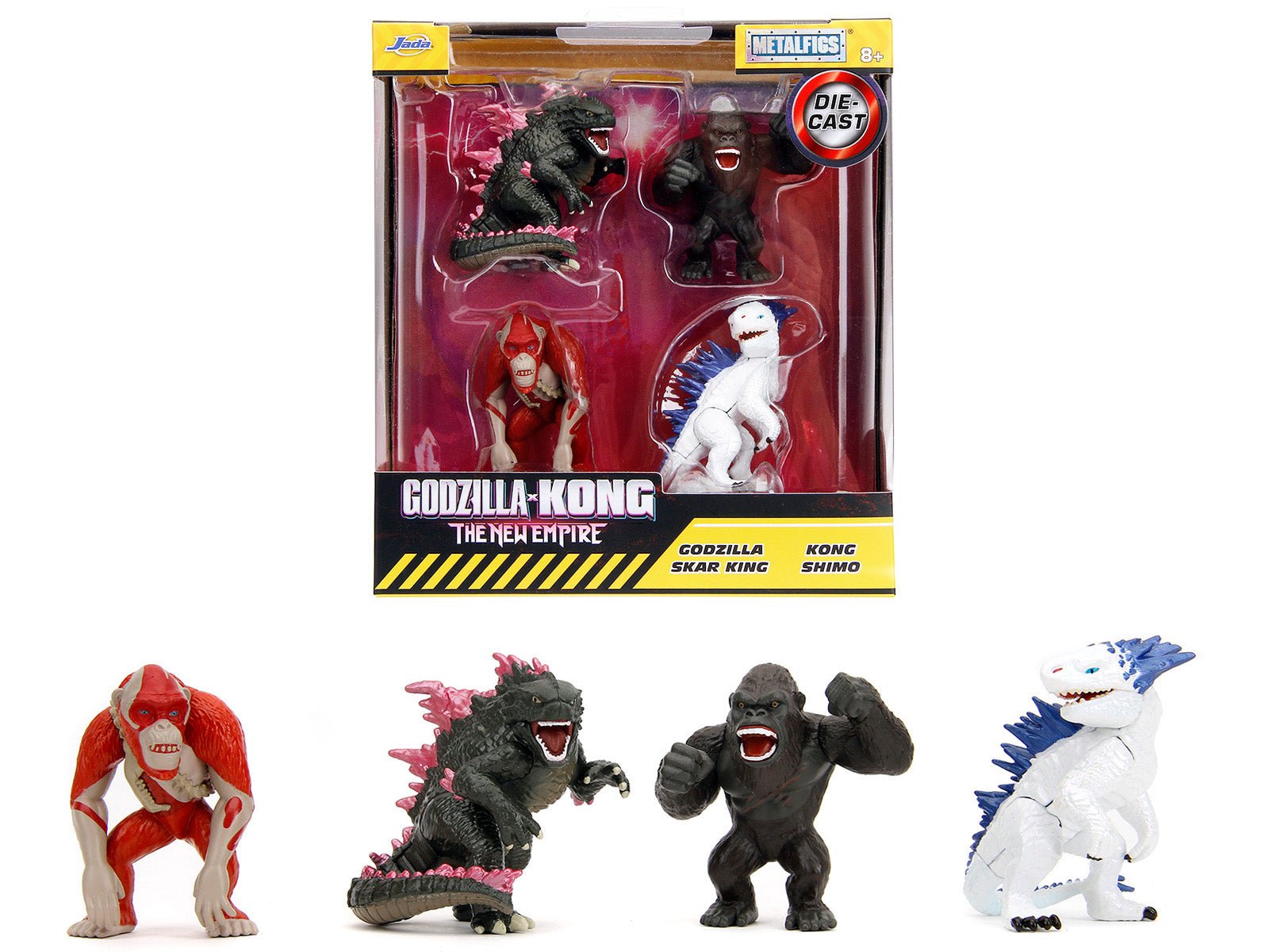 Set of 4 Diecast Figures "Godzilla x Kong: The New Empire" (2024) Movie "Metalfigs" Series Diecast Models by Jada free shipping USA - Rapid Vehicles