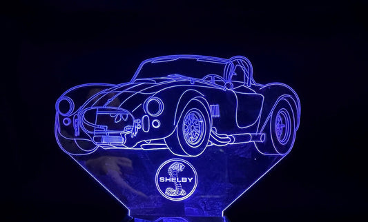 Shelby Cobra 3D LED Color Changing Desk Lamp, Night Light, Man Cave Light | Customizable | Rechargeable Corded or Cordless - Rapid Vehicles